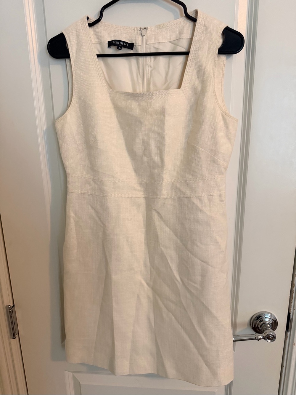 Lafayette 148 Amy Lau Italian Fabric Wool Silk Sheath Dress Ivory Sz 2